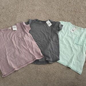 Set of Crewcuts Three Casual T-Shirts in Lilaic, Gray, and Mint Girl Small NWT
